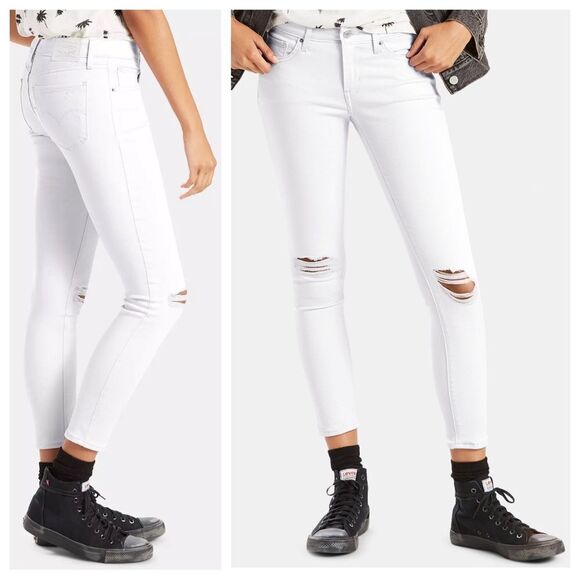 Levi’s Distressed Skinny Jeans 711 White 27 Waist - Picture 1 of 11